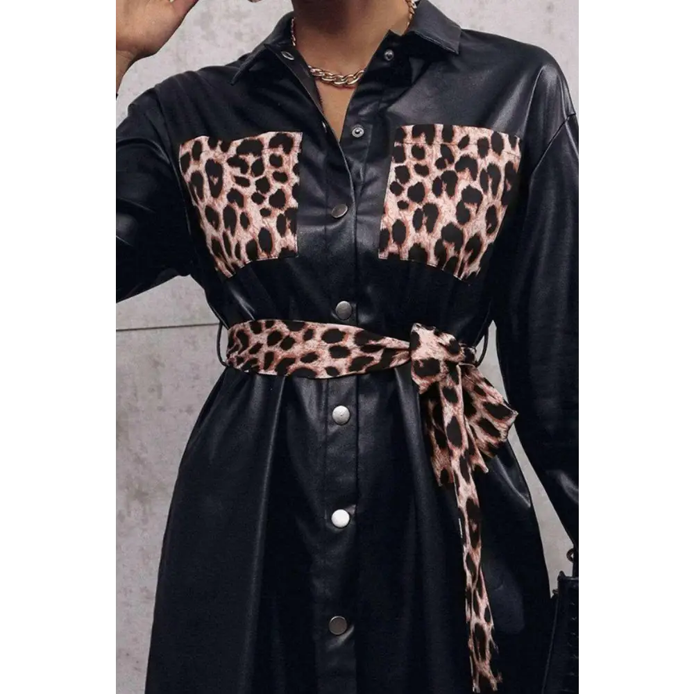 Leopard snap down trench coat in timeless luxury fashion for women $40 tied, offering a trendy and sophisticated flair