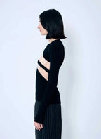Jean Paul Gaultier Women Rib Sweater With Transparent Panels - Maven Couture IncTops / Tee Shirts