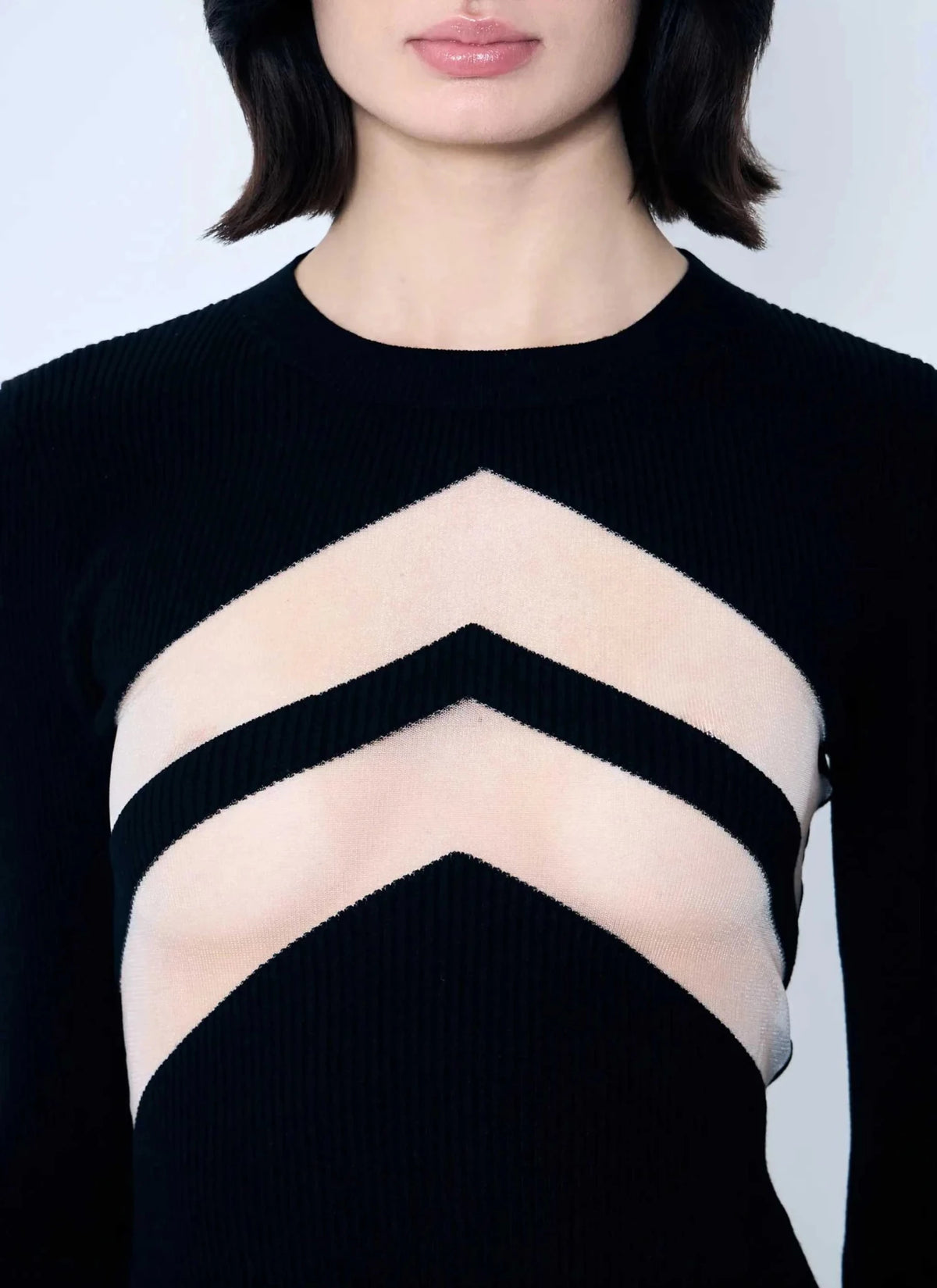 Jean Paul Gaultier Women Rib Sweater With Transparent Panels - Maven Couture IncTops / Tee Shirts