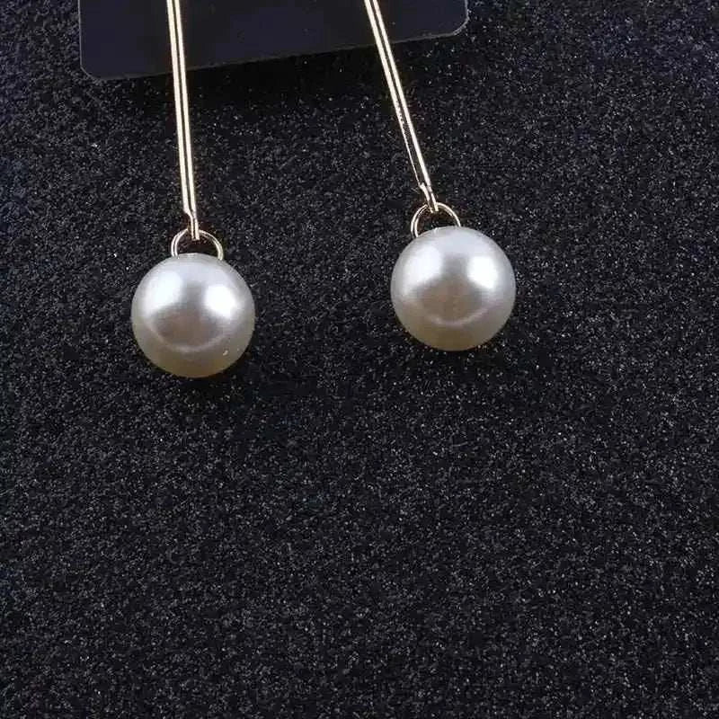 JIOFREE Fashion elegant gold-tone clip on earrings featuring round white imitation pearls with a minimalist design