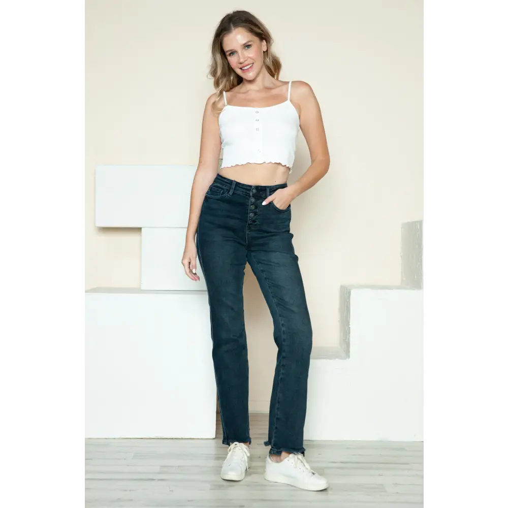 Discover luxury fashion for women with judy blue designer jeans $55.99 the button fly hem revitalizes straight jeans,