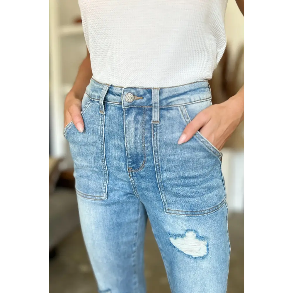 Chic judy blue distressed jeans elevate luxury fashion for women $57.99 discover the epitome of contemporary style