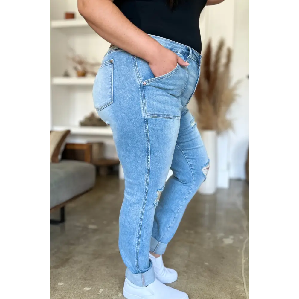 Chic judy blue distressed jeans elevate luxury fashion for women $57.99 discover the epitome of contemporary style