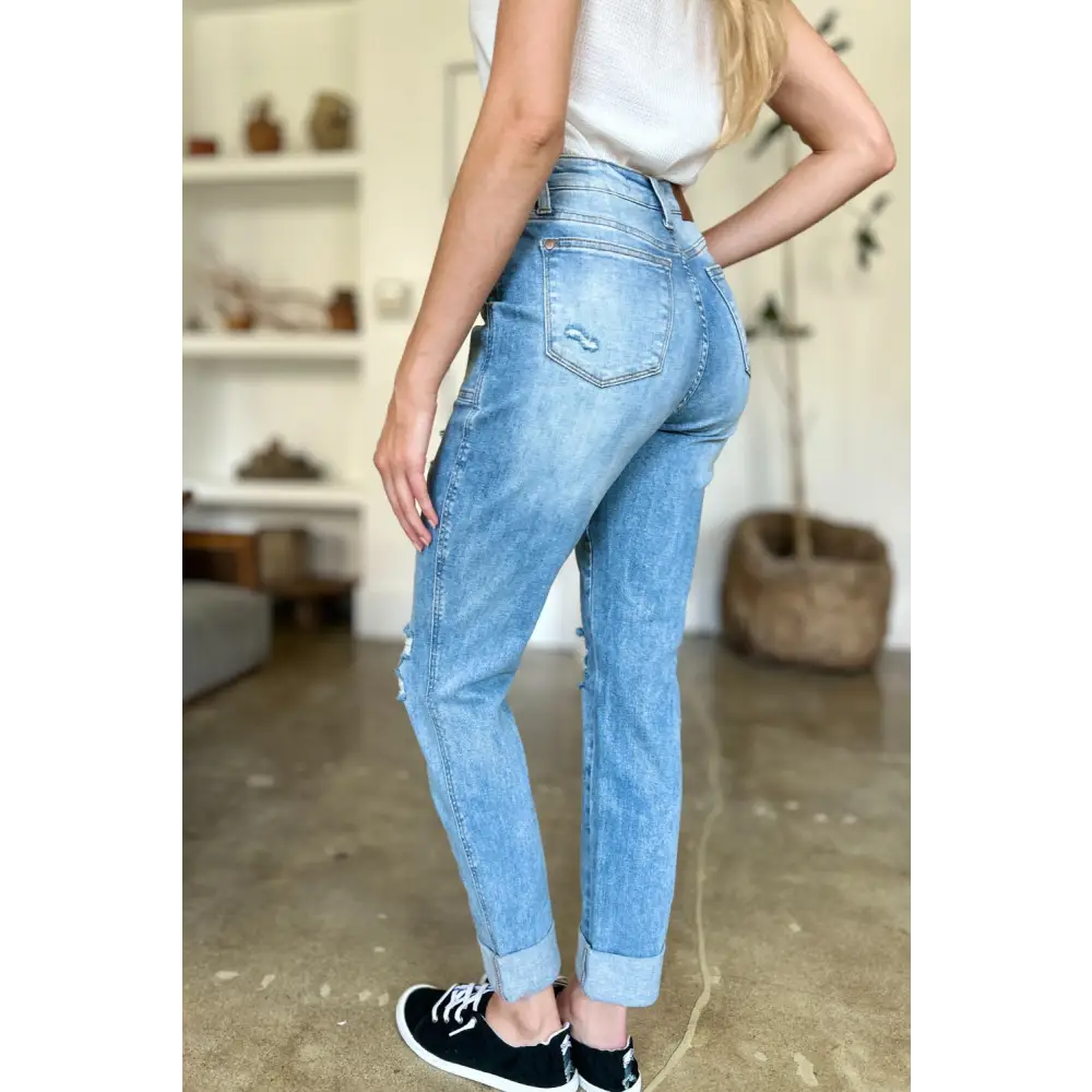 Chic judy blue distressed jeans elevate luxury fashion for women $57.99 discover the epitome of contemporary style