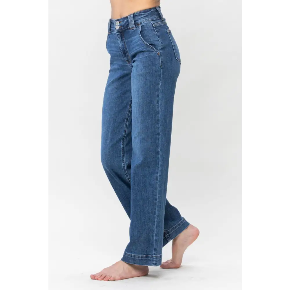 Chic judy blue double button wide leg jeans for luxury fashion for women $61.99 introducing the high rise double button