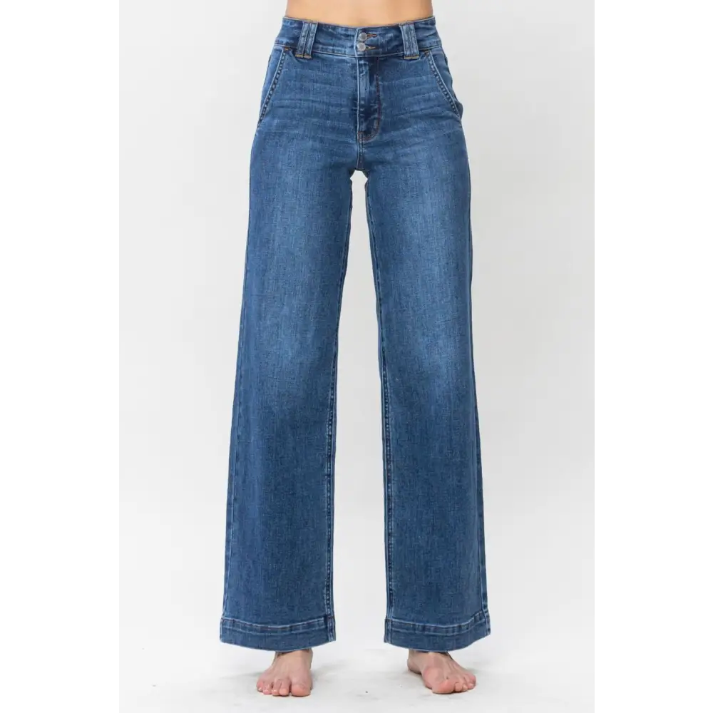 Chic judy blue double button wide leg jeans for luxury fashion for women $61.99 introducing the high rise double button