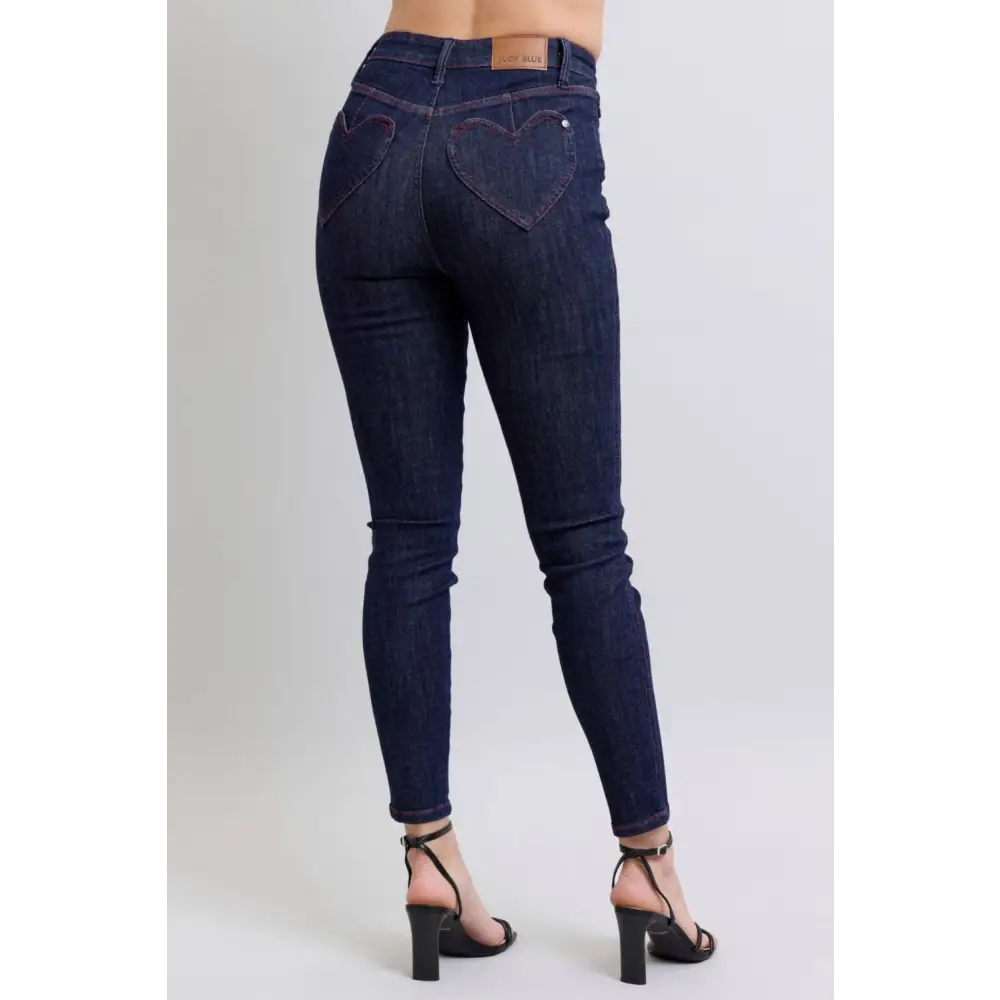 Discover judy blue luxury fashion for women with chic heart shaped jeans $52.99 high rise heart-shaped back pockets