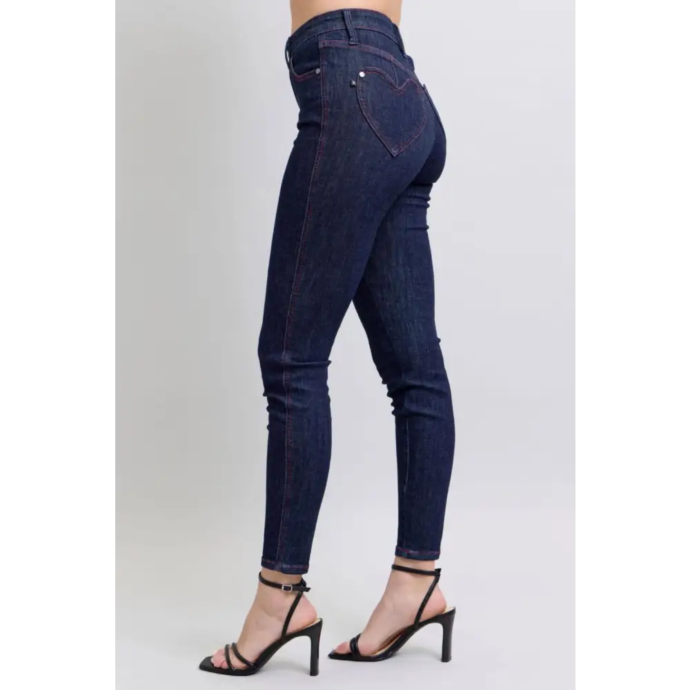 Discover judy blue luxury fashion for women with chic heart shaped jeans $52.99 high rise heart-shaped back pockets