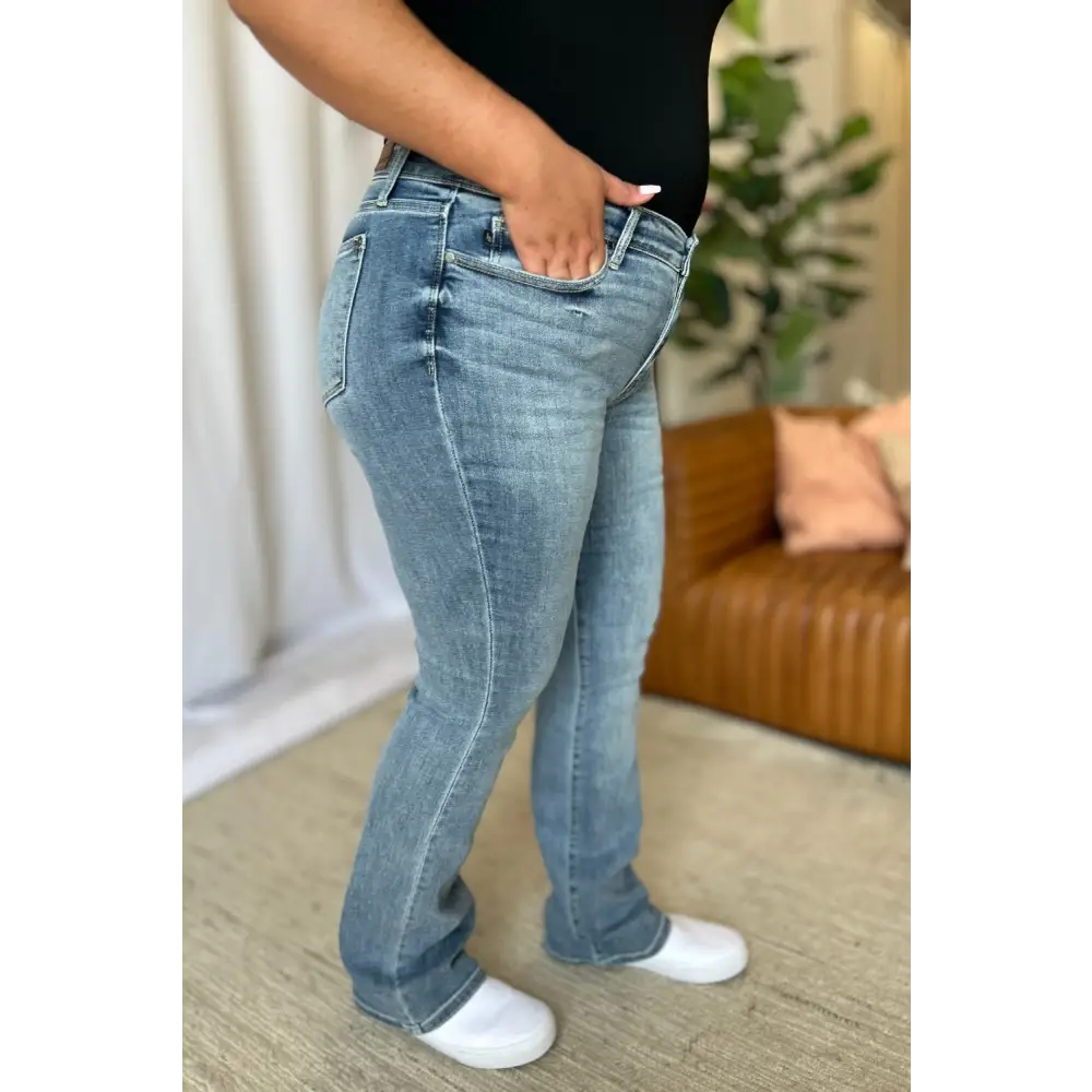 Elevate your wardrobe with judy blue medium rise bootcut jeans $59.99 the medium rise bootcut jeans are an essential