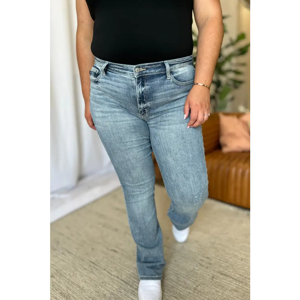 Elevate your wardrobe with judy blue medium rise bootcut jeans $59.99 the medium rise bootcut jeans are an essential