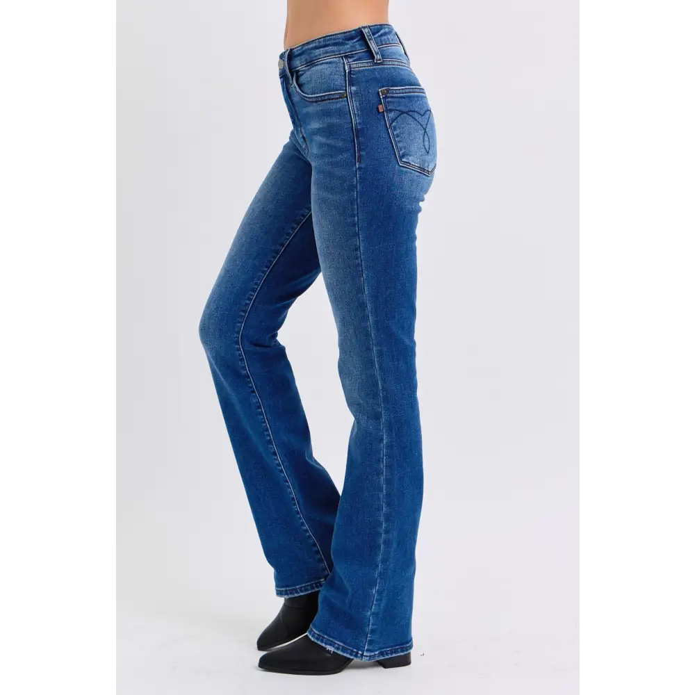 Luxury fashion for women judy blue mid-rise bootcut thermal jeans $57.99 introducing the mid-rise bootcut jeans