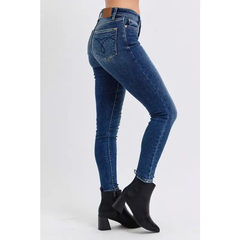 Elevate your wardrobe with judy blue luxury fashion skinny jeans $65.99 mid-rise waist skinny jeans with pockets