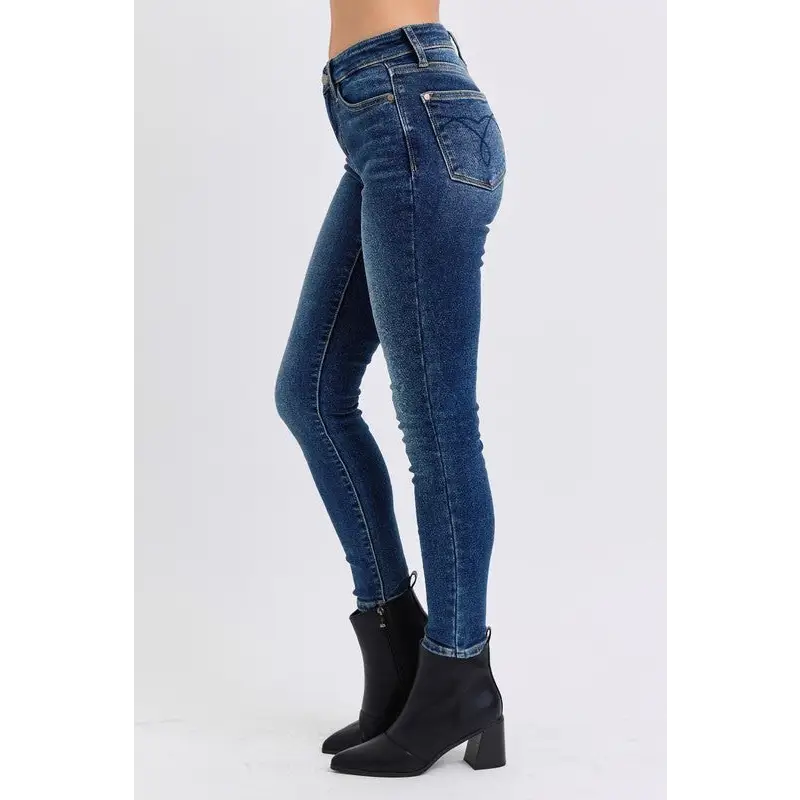 Elevate your wardrobe with judy blue luxury fashion skinny jeans $65.99 mid-rise waist skinny jeans with pockets