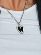 Black Onyx Shield Pendant Necklace - Maven Couture IncShield Pendant