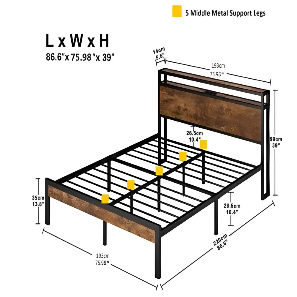 Elevate your bedroom with luxury metal platform bed frame and usb liner $299.99 transform your bedroom into a sanctuary