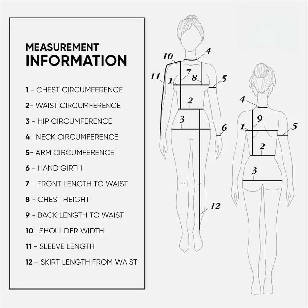 Measurement diagram for Kyoto Beige Wedding Dress showing chest, waist, hip circumferences and other key garment fitting points