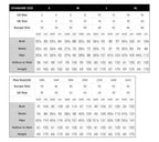 Kyoto Customized Lace wedding dress size chart showing detailed measurements for bust, waist, hips, hollow to hem, and height in various standard and plus sizes