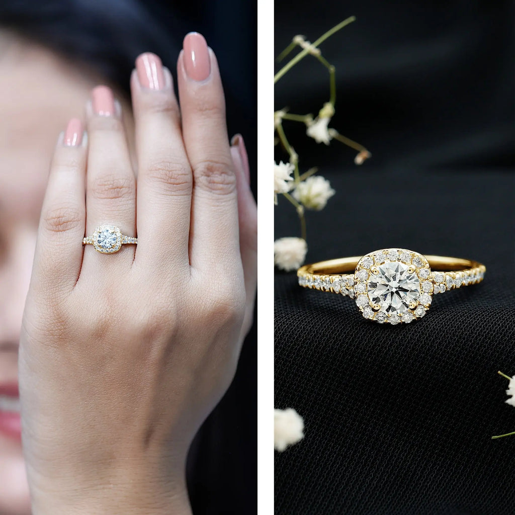 Lab Created Diamond Halo Engagement Ring With Certificate