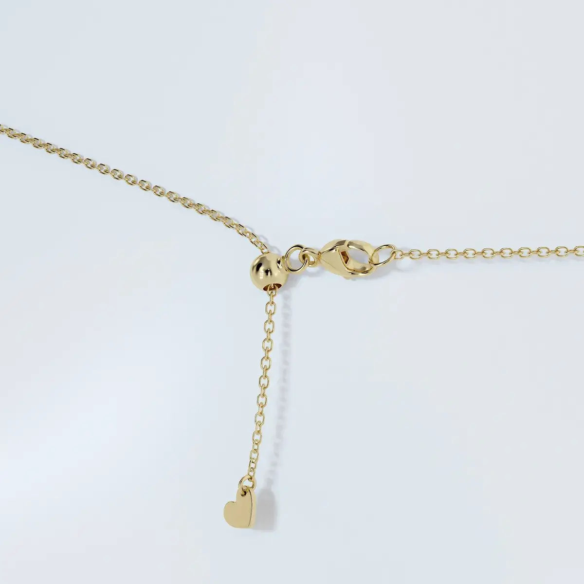 Lab Grown Diamond delicate 14K yellow gold adjustable chain with lobster clasp and small heart charm slider