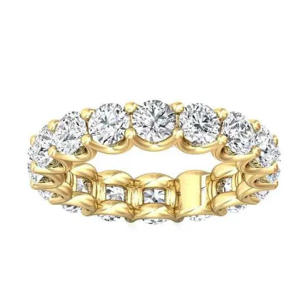 Lab-Grown Diamond eternity band ring in 14K yellow gold with round-cut AGI certified diamonds in U-prong setting