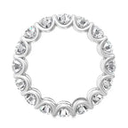 Lab-Grown Diamond eternity band ring in white gold with round-cut stones in unique U-prong setting showcasing brilliance