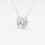 Lab Grown Diamond floating solitaire pendant with a 2 ct round brilliant cut stone set in 14K white gold on a delicate chain