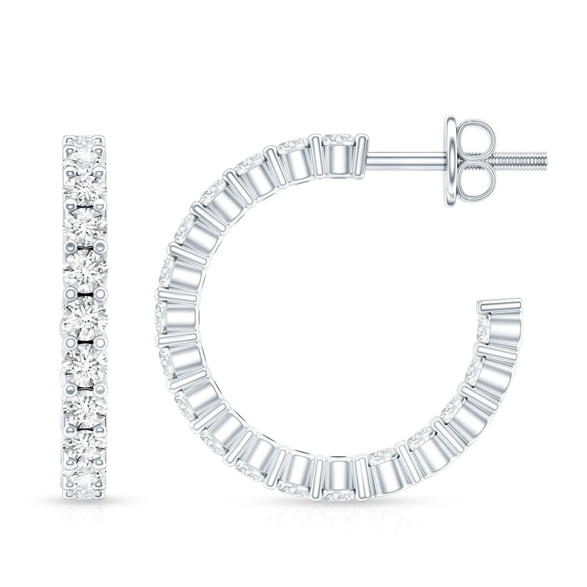 Lab Grown Diamond Hoop Earrings with Screw Back