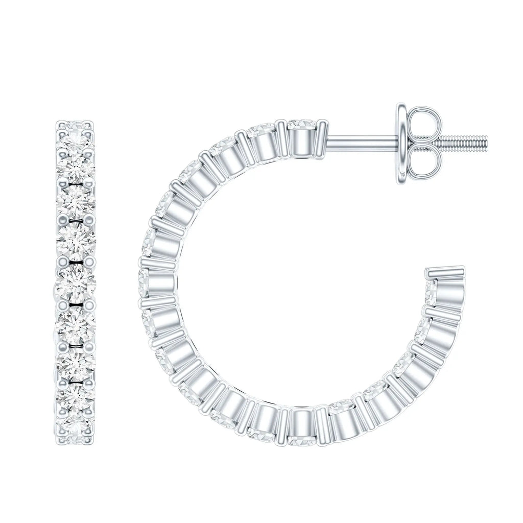Lab Grown Diamond Hoop Earrings with Screw Back