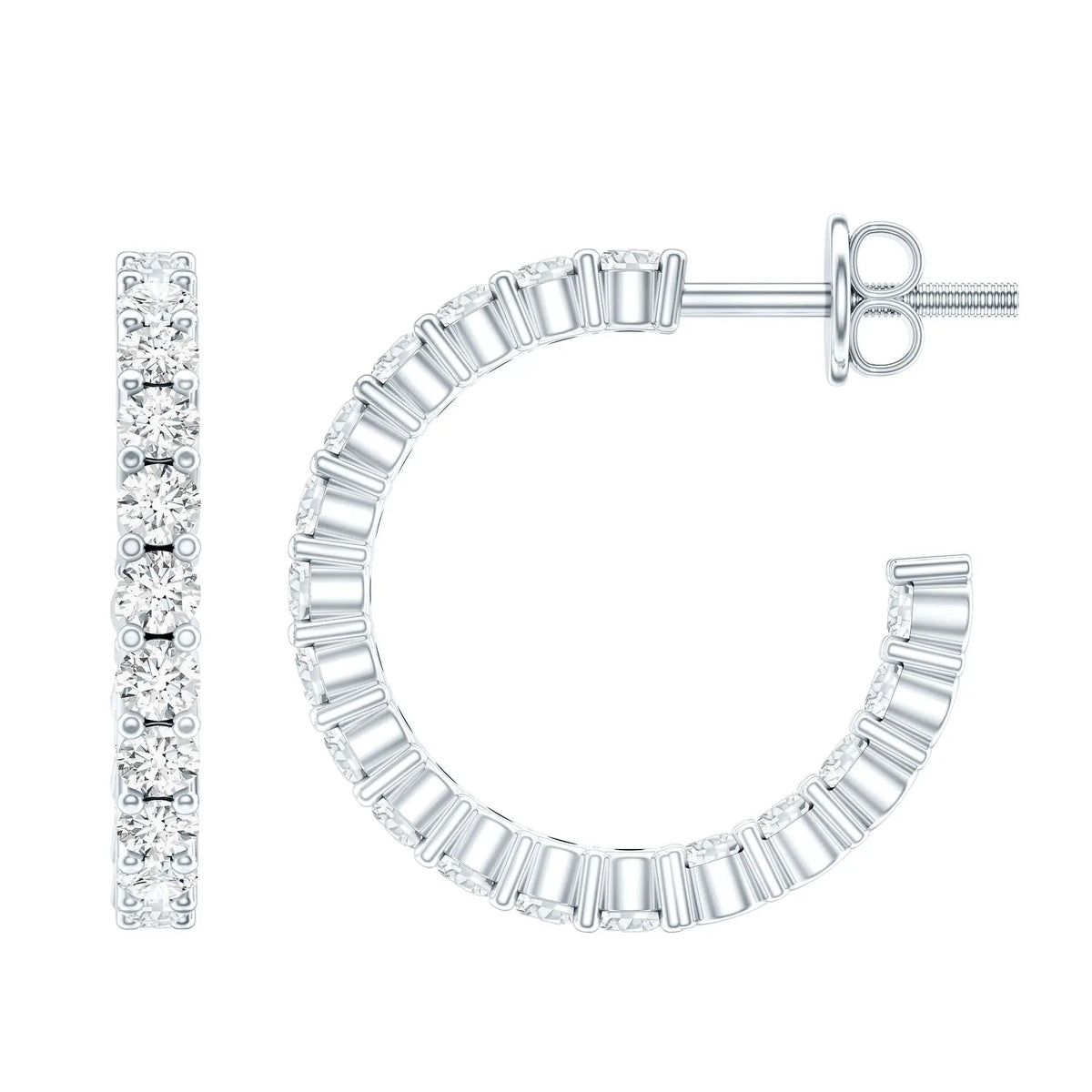 Lab Grown Diamond Hoop Earrings with Screw Back