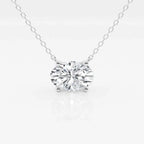 Lab Grown Diamond oval solitaire pendant in white gold with a single brilliant oval-cut diamond on a delicate chain