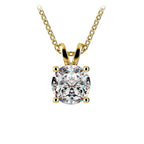 Lab grown diamond pendant featuring a 1.00 CTW round cut stone set in 14K yellow gold on an 18-inch gold chain