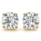 Lab Grown Diamond round brilliant cut stud earrings with G-color, VS-clarity stones set in 14k gold over sterling silver