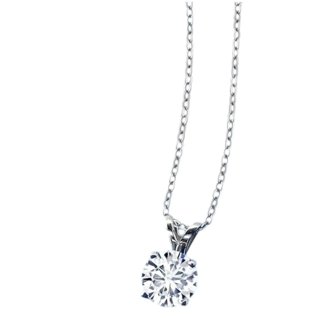 lab grown diamond round pendant necklace with 1.50 ctw stone in 14k white gold and cable chain