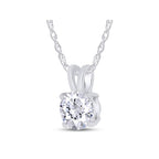 Lab grown diamond round solitaire pendant necklace with 1.50 ctw clear stone in 14K white gold on cable chain