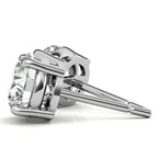 Lab Grown Diamond stud earrings showcasing round brilliant cut stones in 14k white gold over sterling silver settings with push-back closures