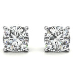 Lab-Grown Diamond Stud Earrings featuring two round brilliant cut clear diamonds set in 14k white gold over sterling silver prong mountings