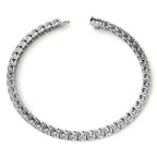 Lab Grown Diamond tennis bracelet featuring round brilliant clear stones set in 14k white gold with box clasp