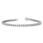 Lab-grown diamond tennis bracelet in 14K white gold featuring a row of round brilliant cut diamonds in a secure 4-prong setting