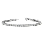 Lab Grown Diamond tennis bracelet with round brilliant stones in 14kt white gold featuring a secure box clasp