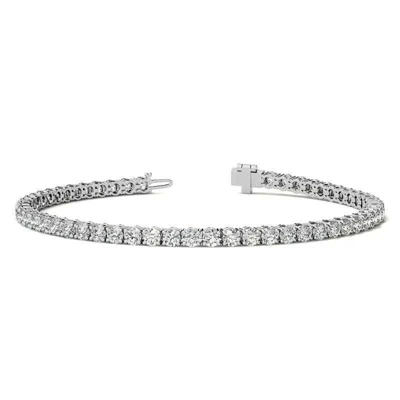 Lab Grown Diamond tennis bracelet with round brilliant stones in 14kt white gold featuring a secure box clasp