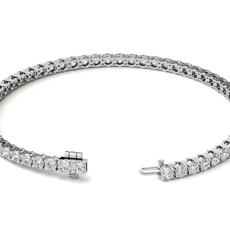 Lab Grown Diamond tennis bracelet featuring round brilliant stones set in 14kt white gold with secure clasp