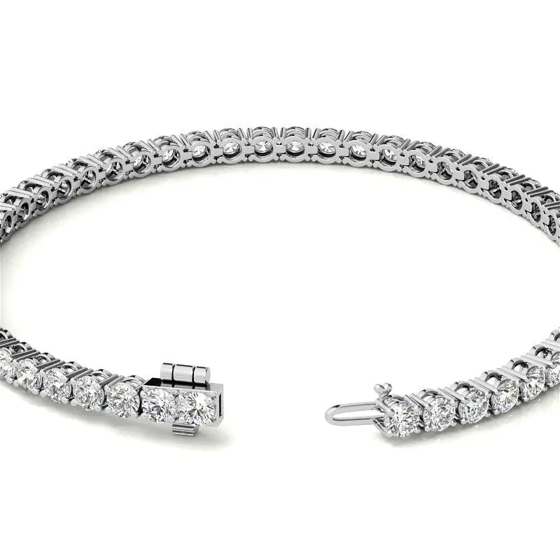 Lab Grown Diamond Tennis Bracelet in 14kt white and yellow gold featuring round brilliant cut diamonds in a linked setting