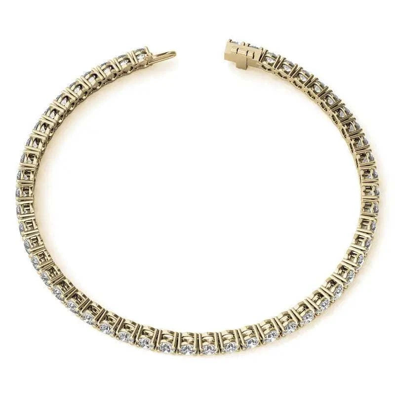 Lab Grown Diamond Tennis Bracelet featuring round brilliant lab grown diamonds set in 14kt yellow gold with secure clasp