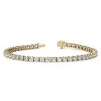 Lab Grown Diamond Tennis Bracelet with round brilliant lab grown diamonds set in 14kt yellow gold, secure clasp