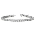 Lab Grown Diamond tennis bracelet featuring round brilliant 3mm stones set in solid 14K white gold with a box clasp