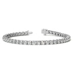 Lab Grown Diamond tennis bracelet featuring round brilliant 3mm stones set in solid 14K white gold with a box clasp