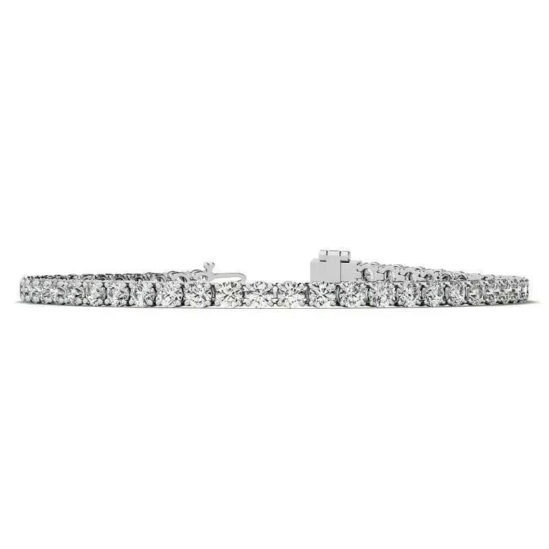 Lab Grown Diamond Tennis Bracelet featuring round brilliant white diamonds set in 14kt white gold with secure clasp