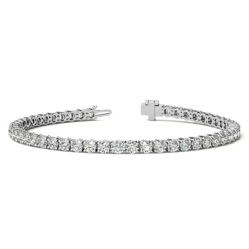 Lab Grown Diamond Tennis Bracelet featuring round brilliant white diamonds set in 14kt white and yellow gold