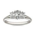 Three stone engagement ring with a lab grown diamond oval cut trio set in 14K white gold band