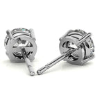Lab Grown Diamond stud earrings with round brilliant cut clear stones set in 14k white gold over sterling silver with secure push-back closures